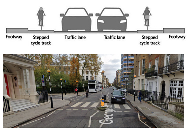 Diagram showing narrowing of the street