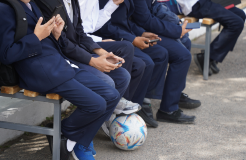 Stock image of school children with mobiles (credit Vladimir adobe.stock.com)
