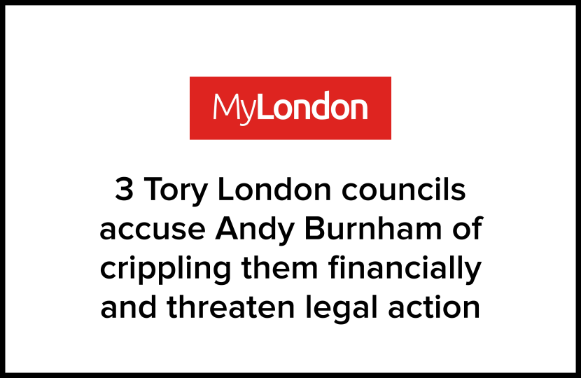 3 Tory London councils accuse Andy Burnham of crippling them financially and threaten legal action