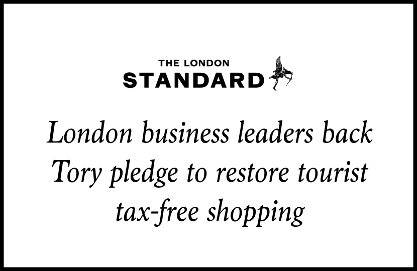 London business leaders back Tory pledge to restore tourist tax-free shopping