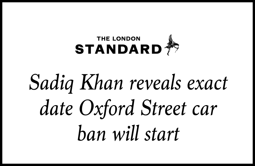 Sadiq Khan reveals exact date Oxford Street car ban will start