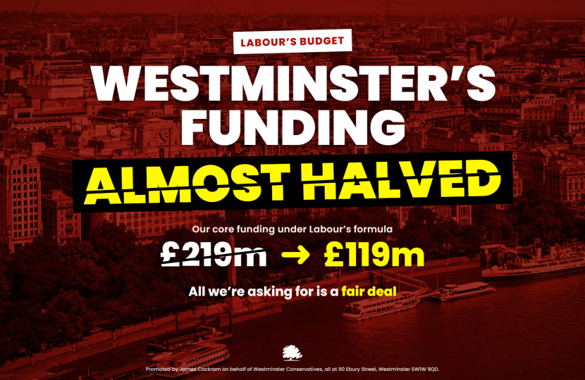 Labour's Budget: Westminster's funding almost halved, from £219m to £119m. All we're asking for is a fair deal
