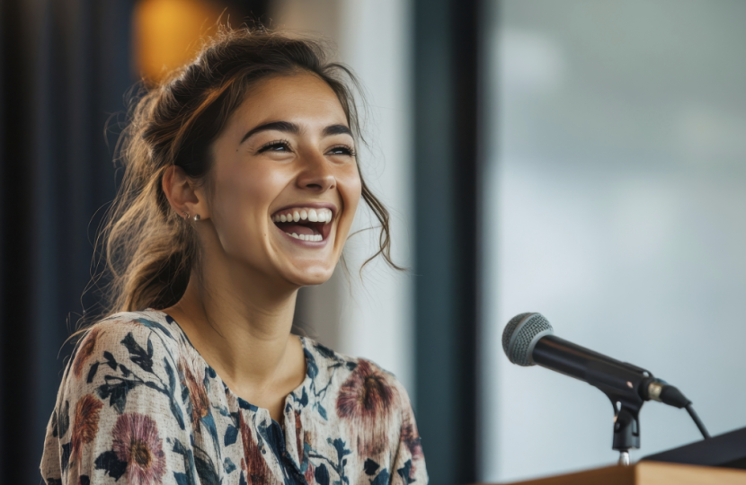 Woman speaking to audience