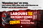 Labour Family Home Tax text over graphic of home