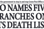 PO names five branches on its death list 