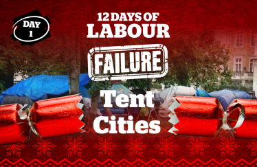 Cracker with Tent Encampment Background