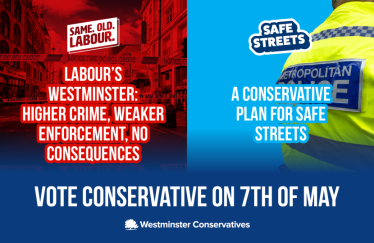 Comparative image of Labour's worsening crime and Conservatives Plan