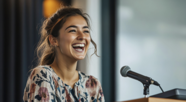 Woman speaking to audience